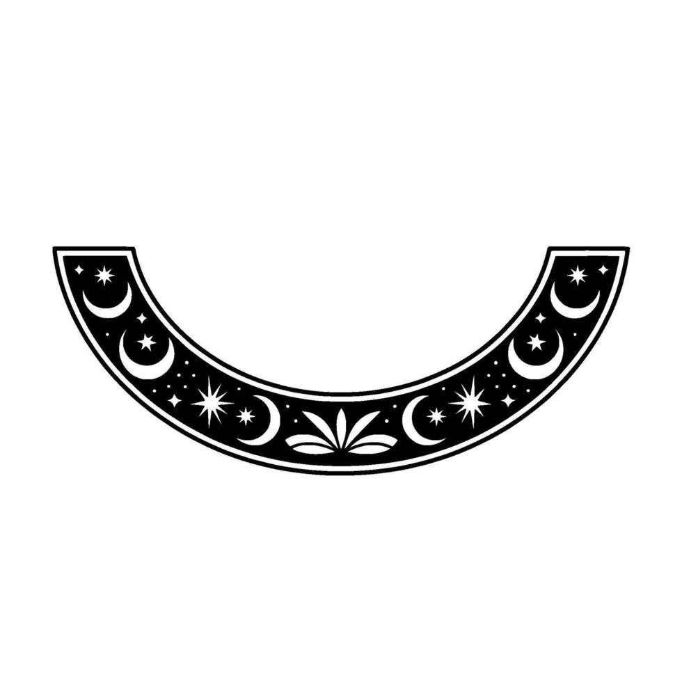 Celestial Arch Ornament Crescent Moons Stars, Decorative vector