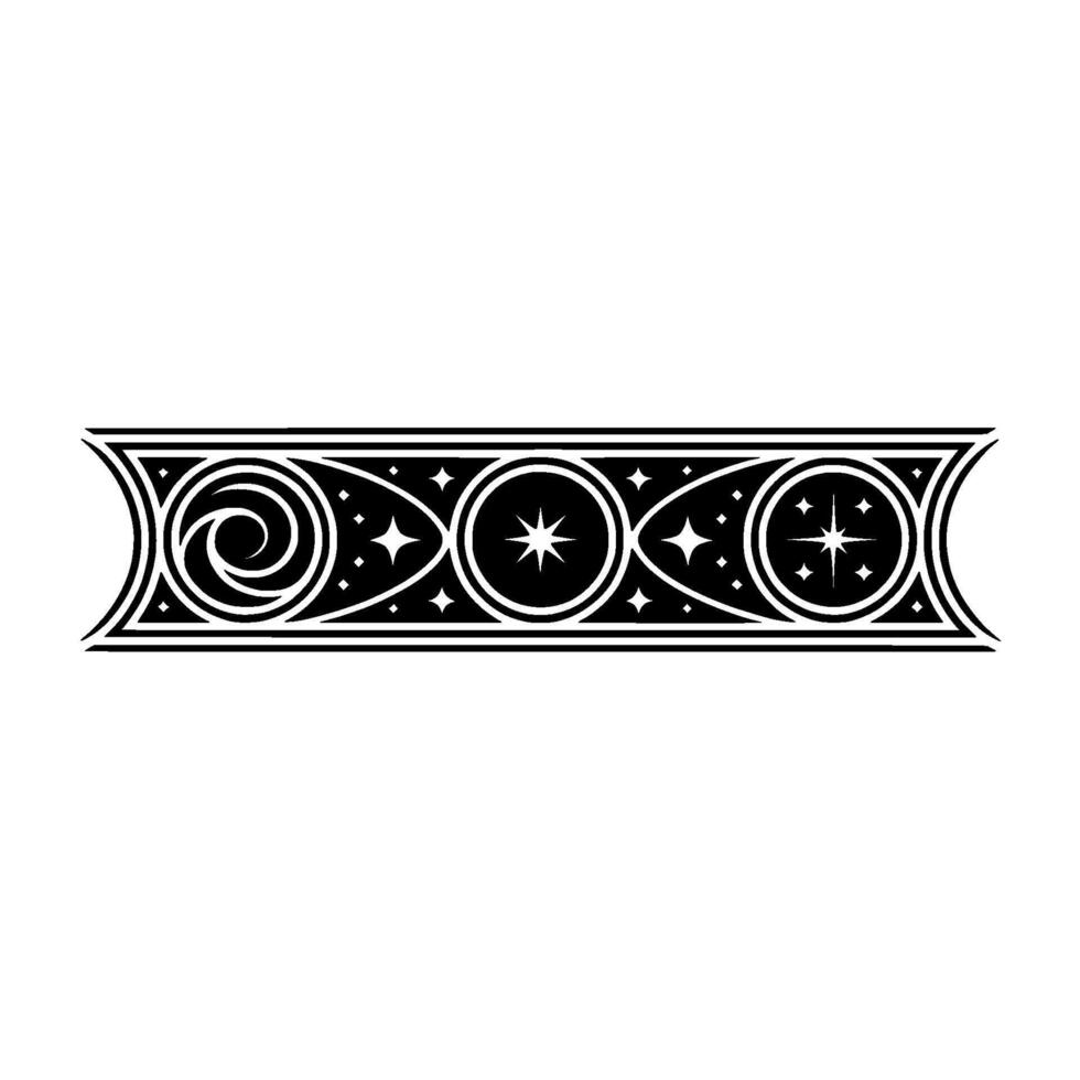 Celestial Border in Black and White Abstract Ornamentation vector
