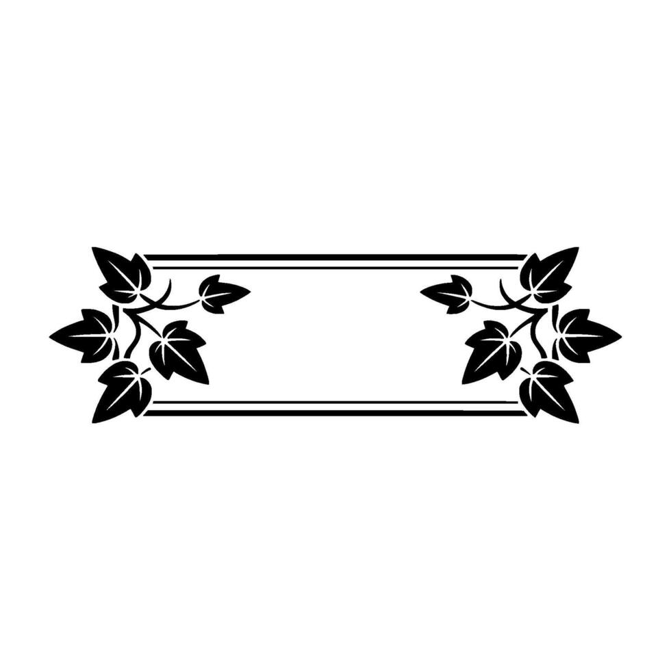 Minimalist Ivy Frame Silhouette on White, Elegant Element vector