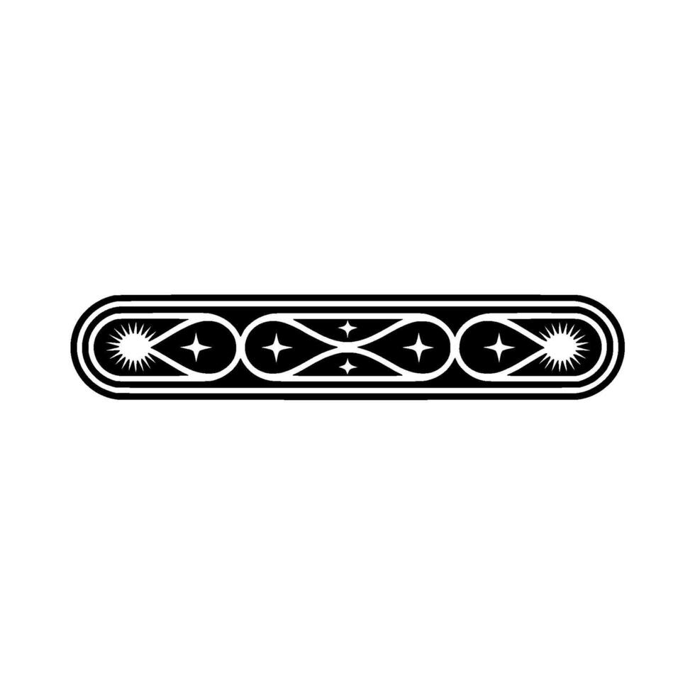 Geometric Black and White Ornament with Stars, Abstract Element vector