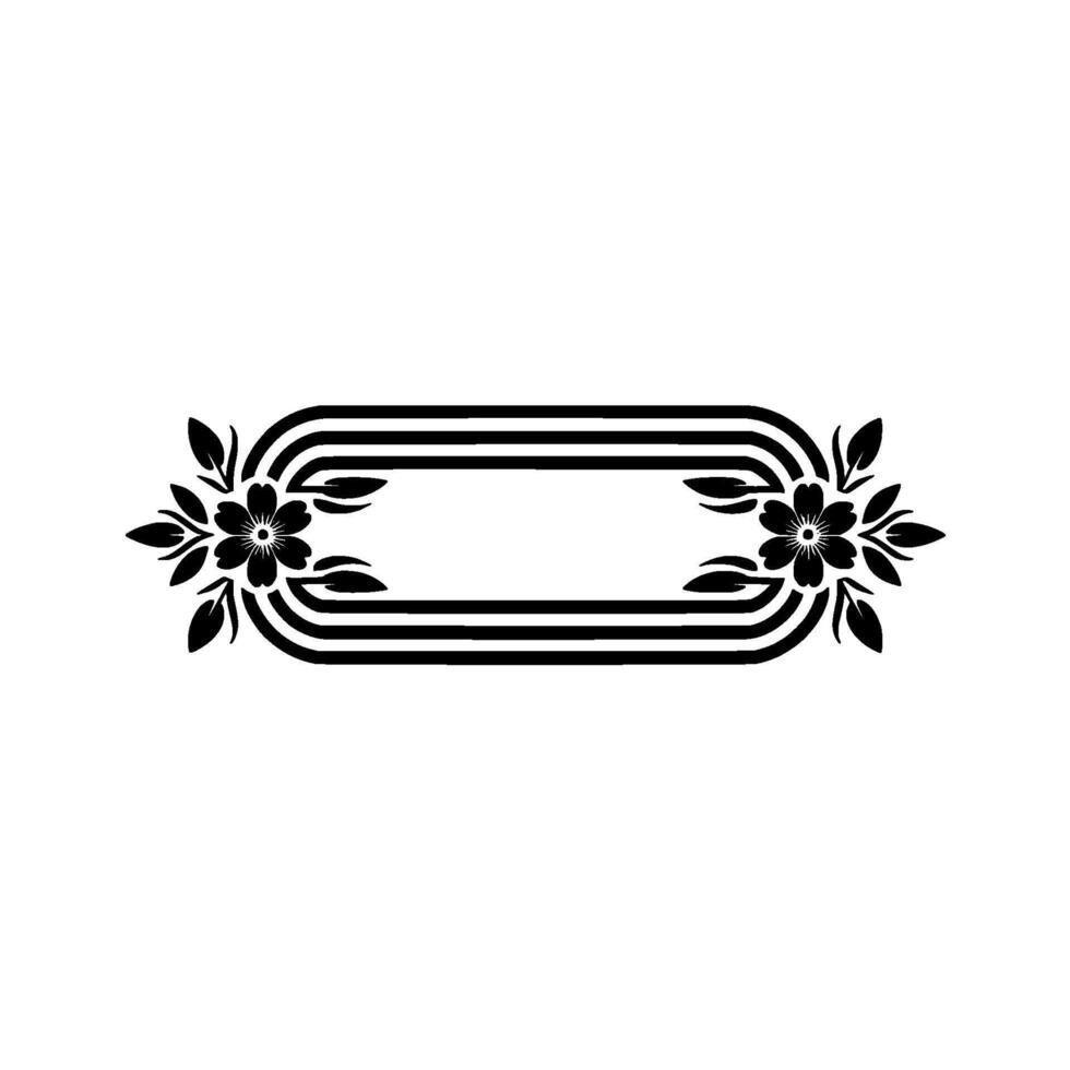 Floral Rectangular Frame Black and White Minimalist Element vector