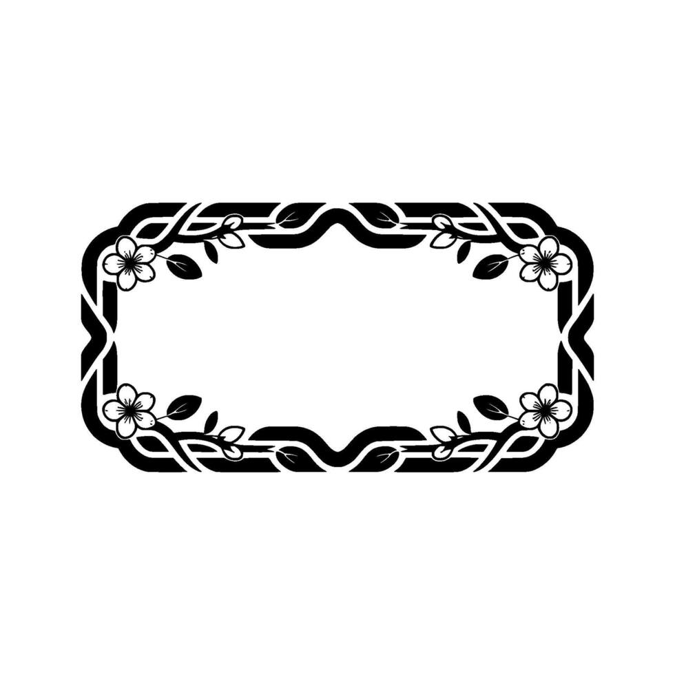 Elegant Floral Frame in Black and White on Light, Gray Background vector