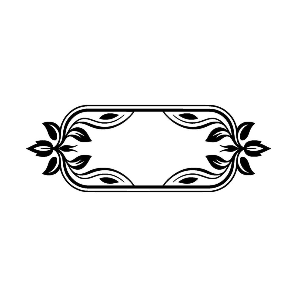Elegant Black Floral Frame on White Background,, Decorative vector