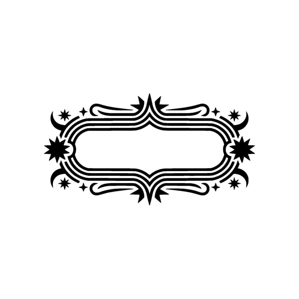 Decorative Black and White Frame with Stars and Curlicues vector