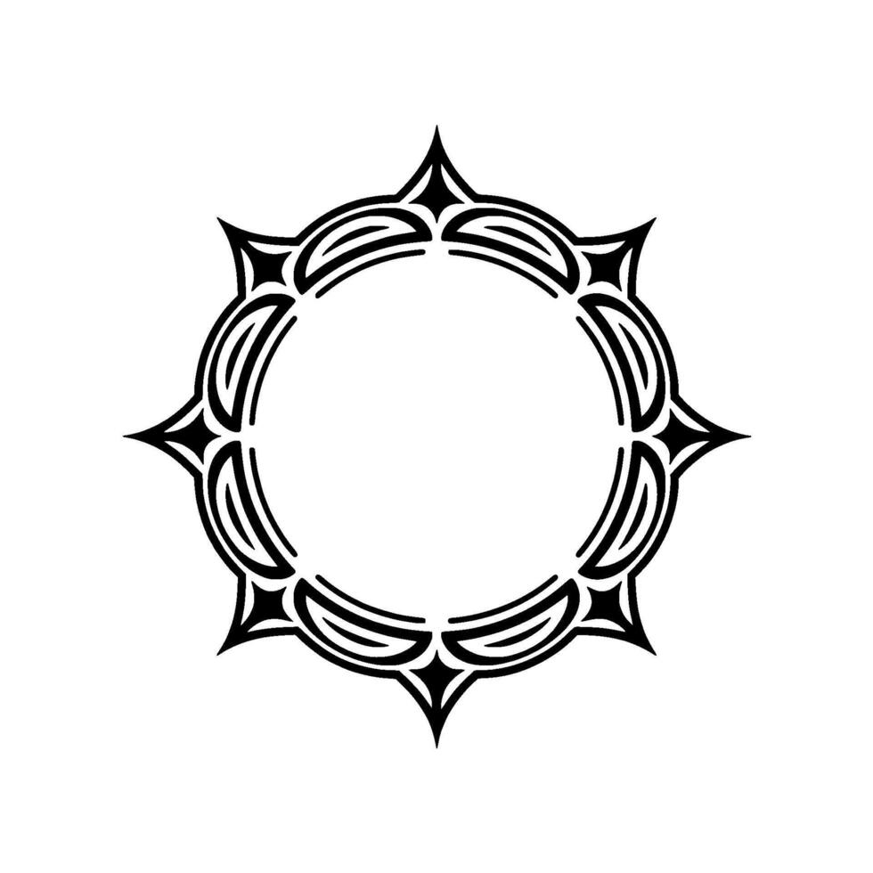 Geometric Sunburst Mandala Black White Element vector