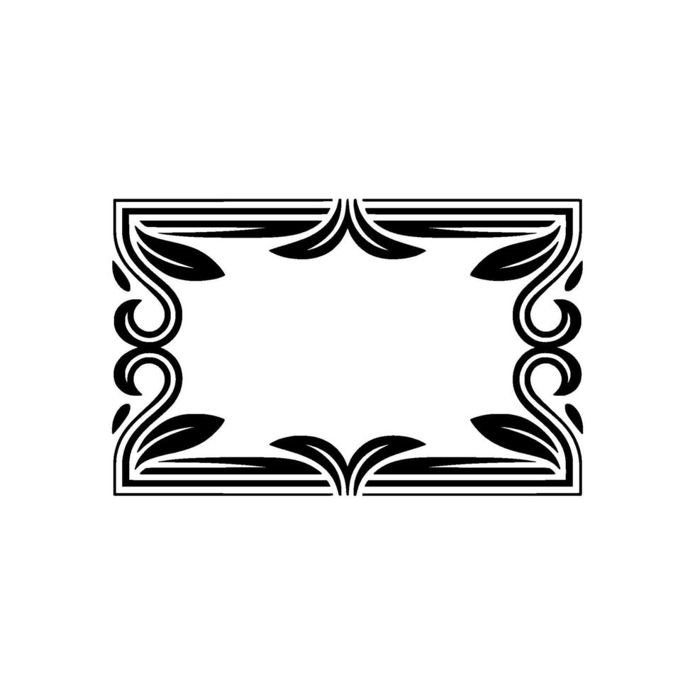 Elegant Decorative Frame Floral Border Element in Black and White vector