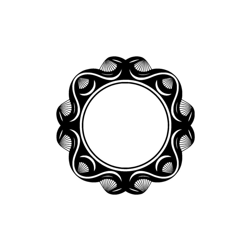 Elegant Art Deco Circle Frame, Black and White, Element vector