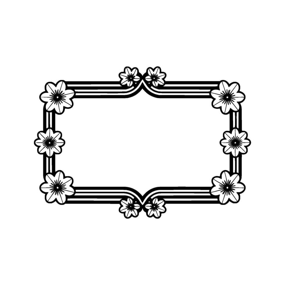 Elegant Floral Frame Black White, Minimalist Style vector