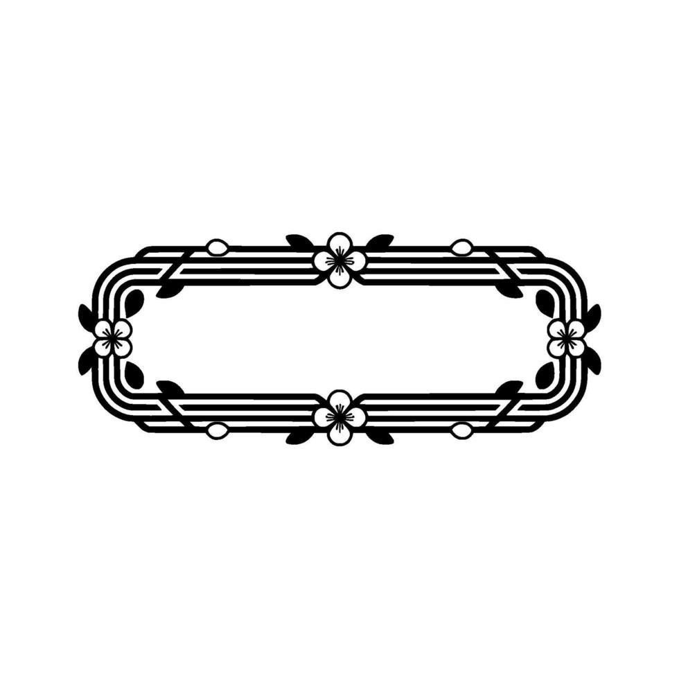 Elegant Floral Art Deco Frame, Black and White Decorative vector