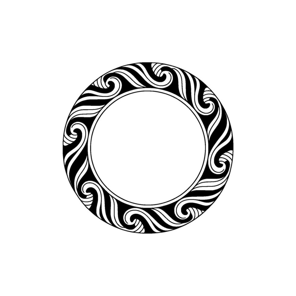 Elegant Art Deco Ring Frame Black White Swirls on White Background vector