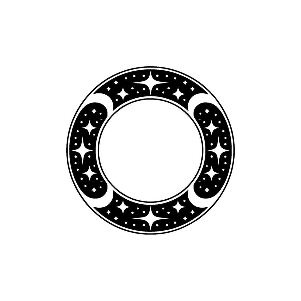 Celestial Circle Ornament - Black and White Decorative Element vector