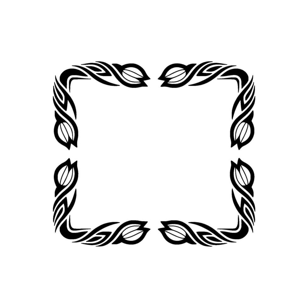 Tribal Black Border Frame , White Background, Decorative Art vector