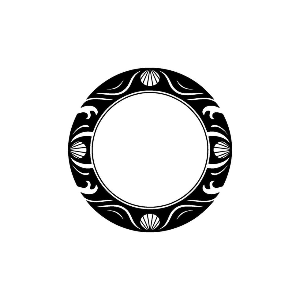 Elegant Circular Frame with Shells, Minimalist vector