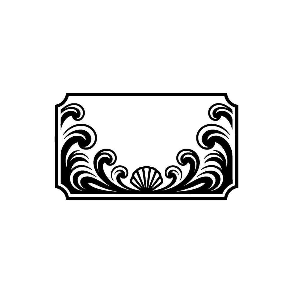 Elegant Nautical Frame with Shell and Swirls - Decorative Border vector