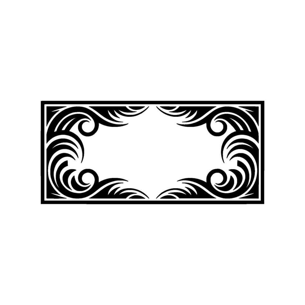 Decorative Black White Rectangular Frame Ornamental Swirls vector