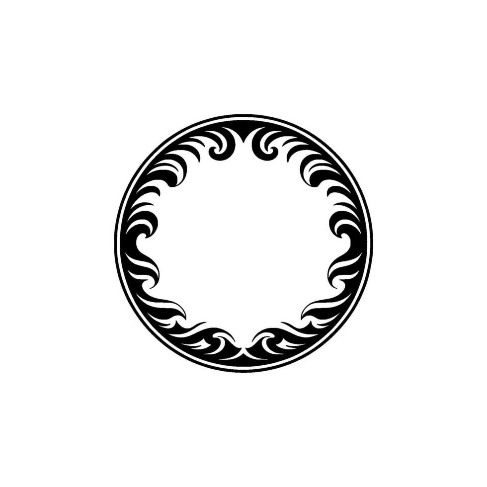 Elegant Black Floral Circular, Frame on White Background vector