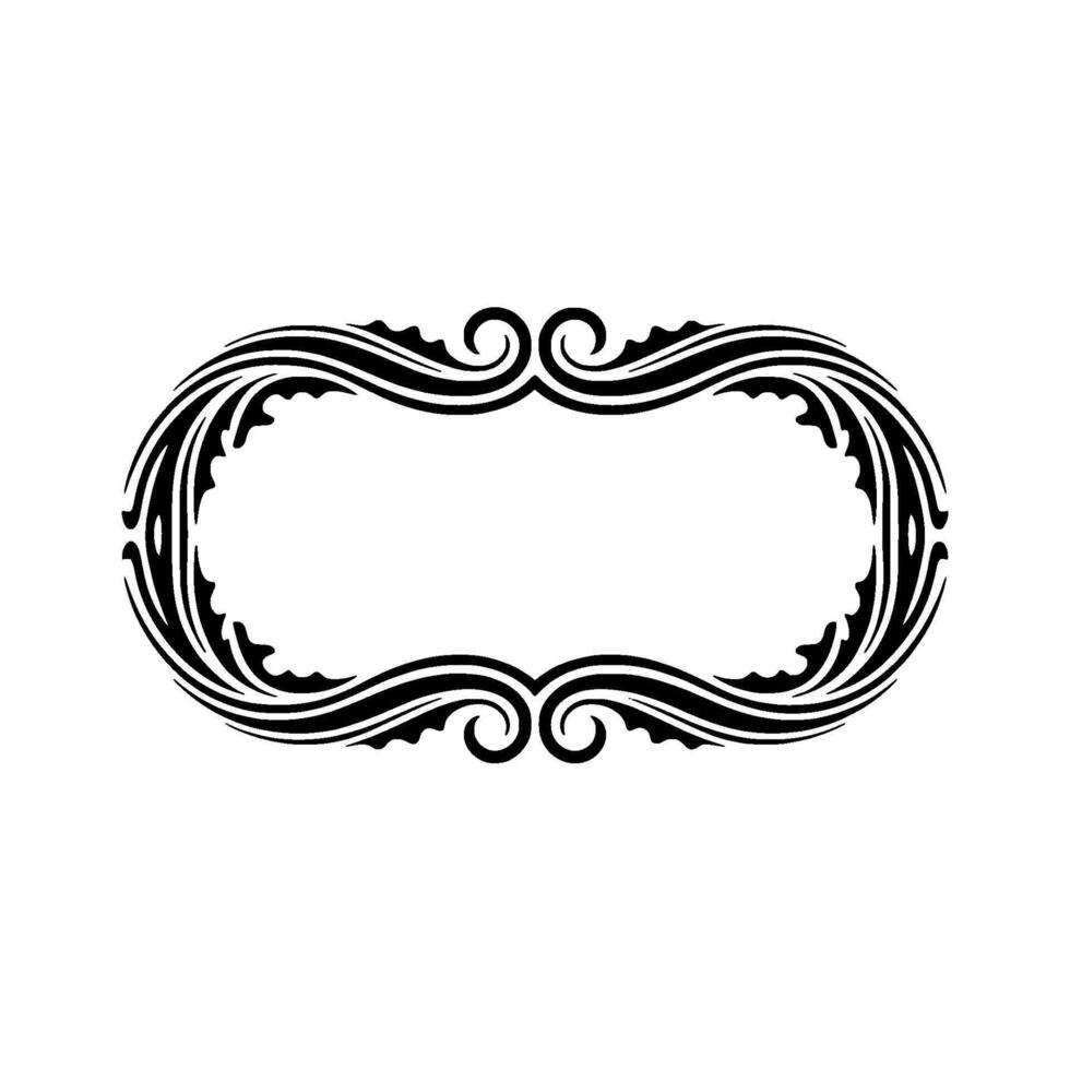 Elegant Oval Scroll Frame in Black and White, Element vector