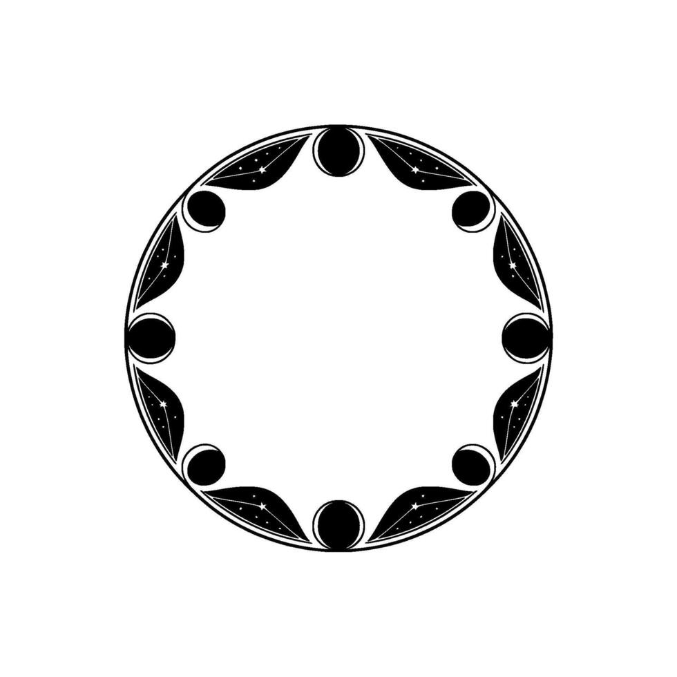Elegant Black and White Celestial Circle Frame vector