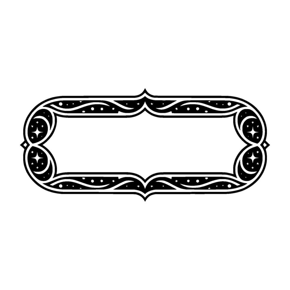 Elegant Black Frame with Starry Elements, Decorative on White vector