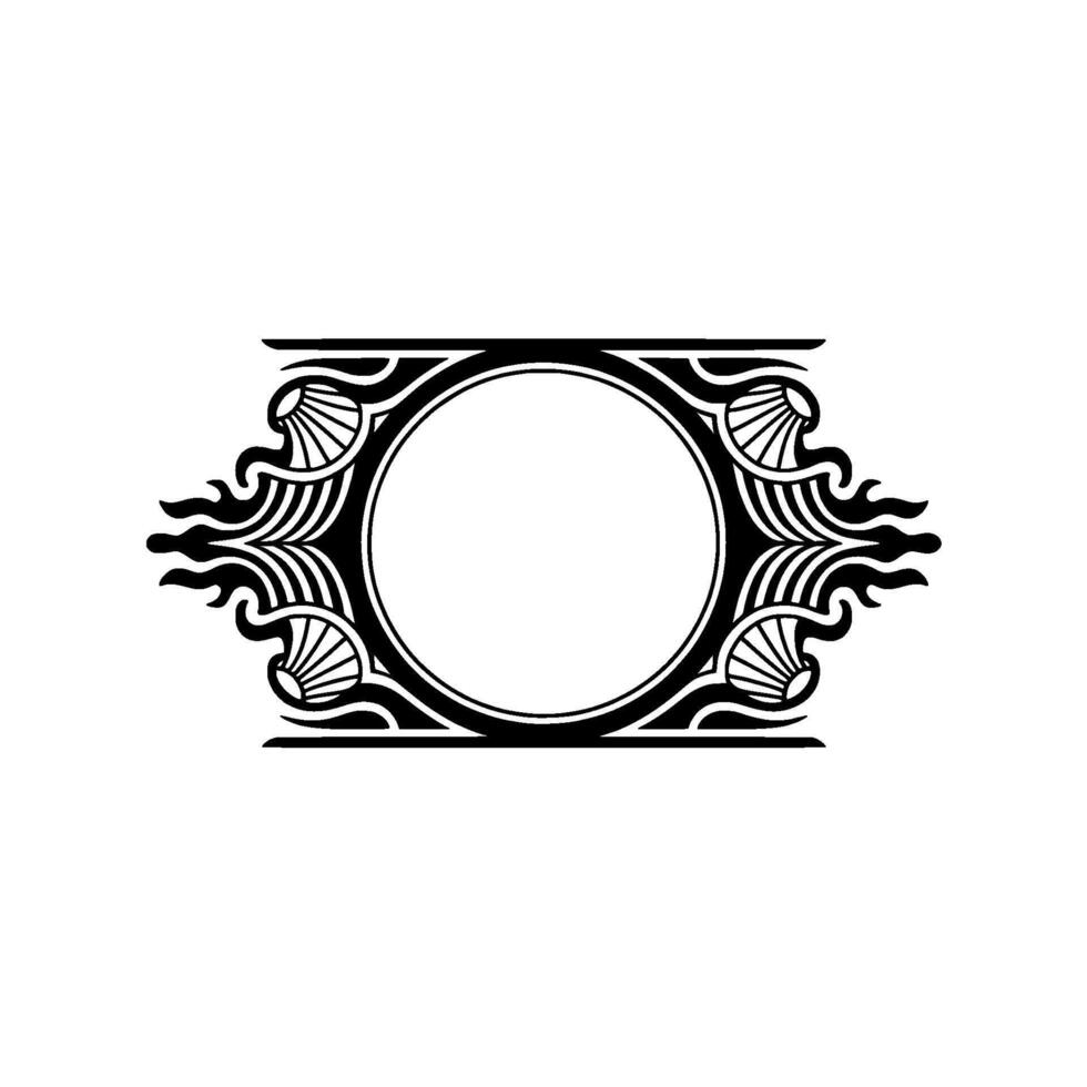Art Deco Circular Frame Ornament, Black and White vector