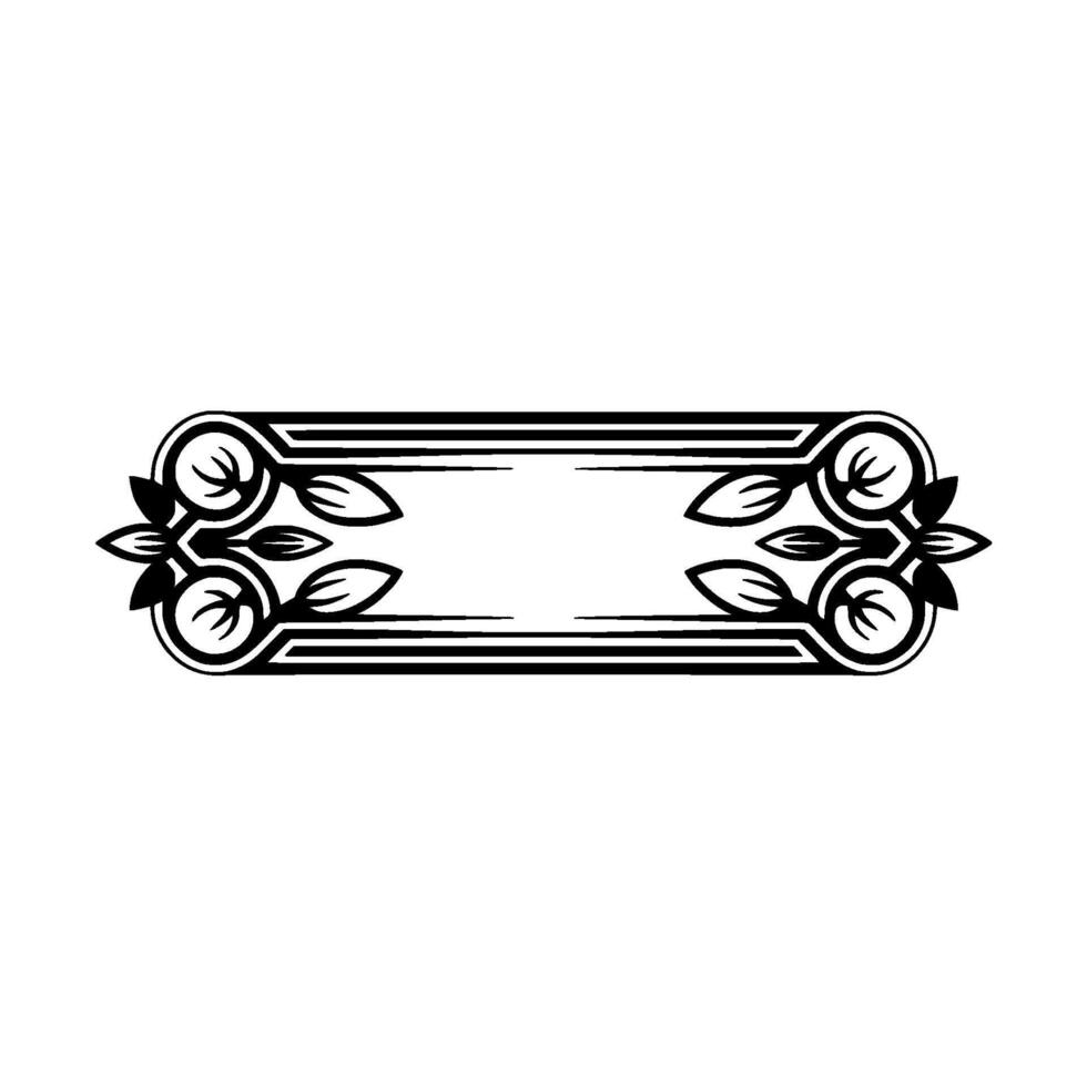 Elegant Black White Ornamental Frame, Botanical vector