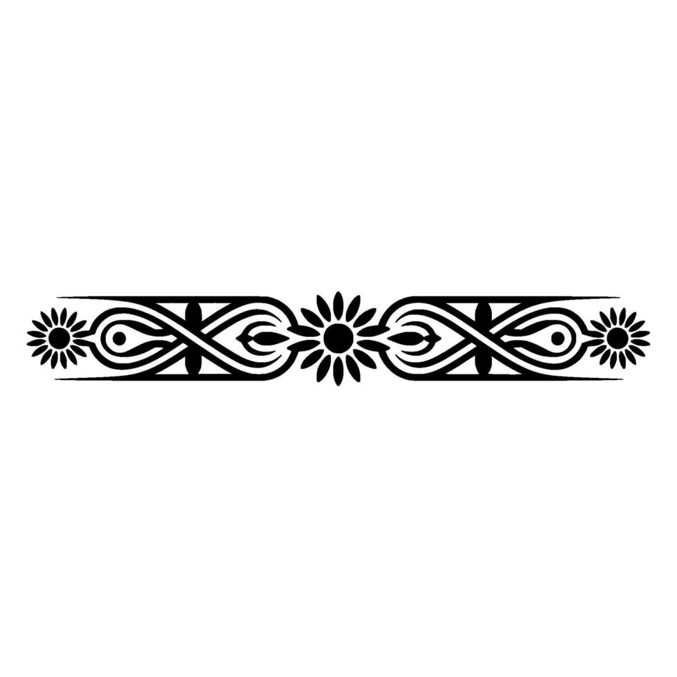 Elegant Floral Border Element, Black on White, Decorative vector