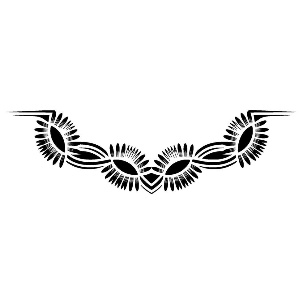 Elegant Black Floral, Decorative Element on White Background vector