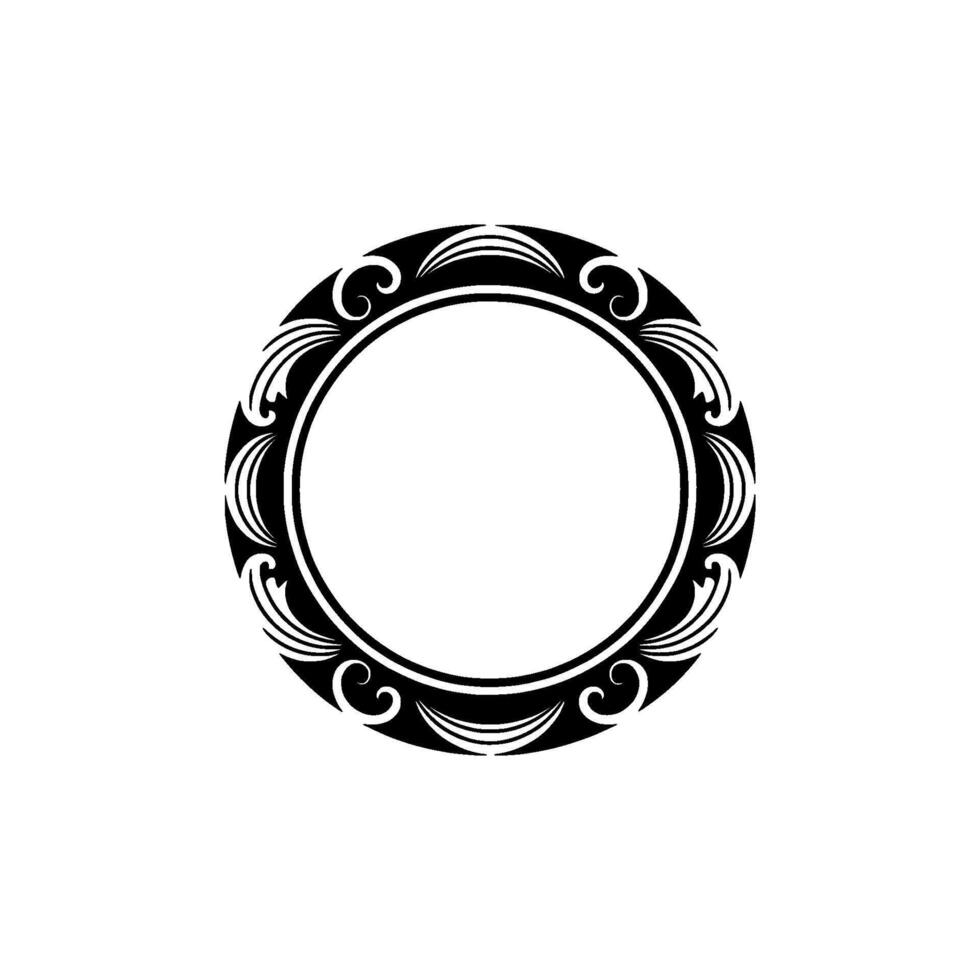 Elegant Circular Ornamental Frame with Flourishes, Monochrome vector