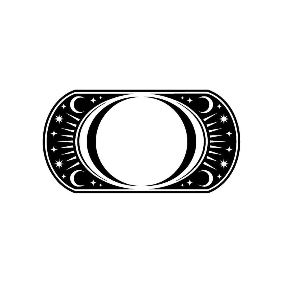 Celestial Oval Frame Black White Geometric vector