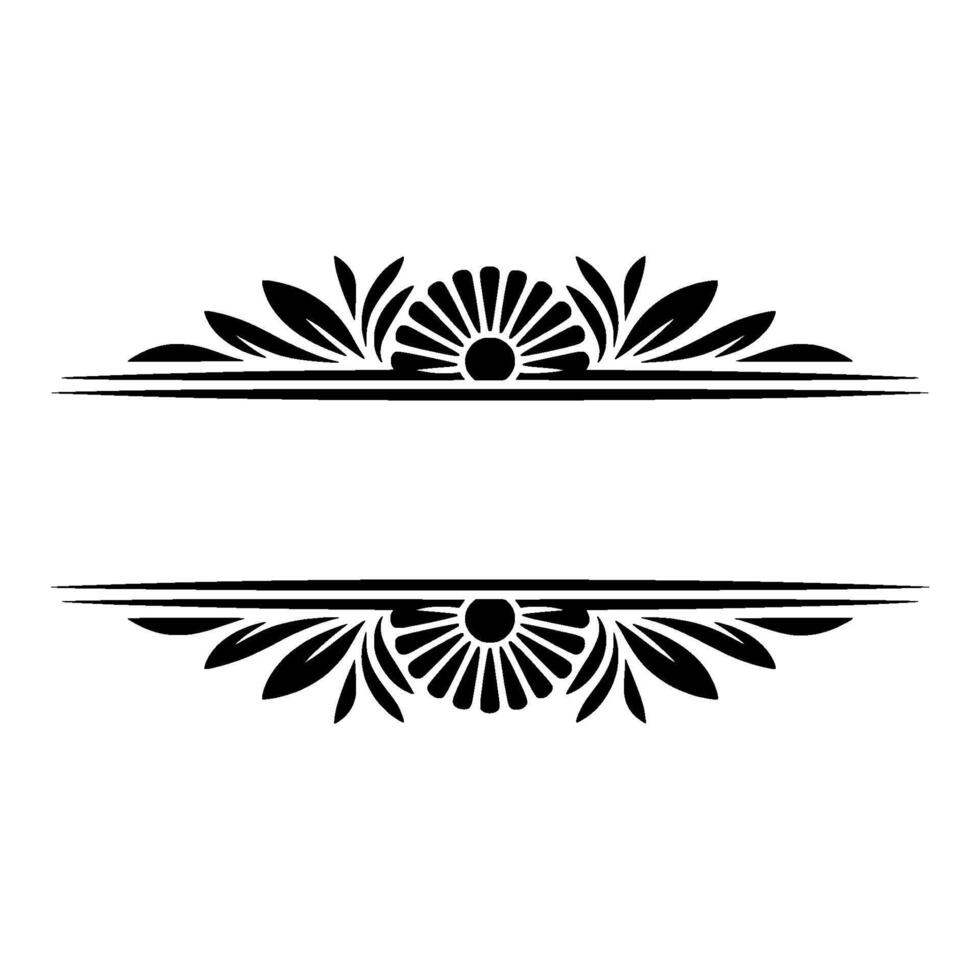 Elegant Floral Frame with Empty Space - Black and White Decoration vector