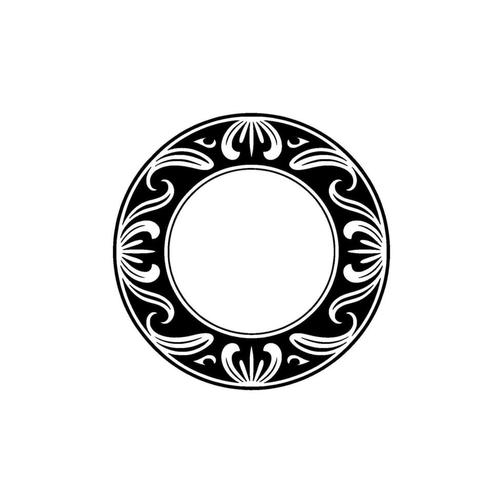 Ornate Black Circular Frame on White, Decorative , Elegant Style vector