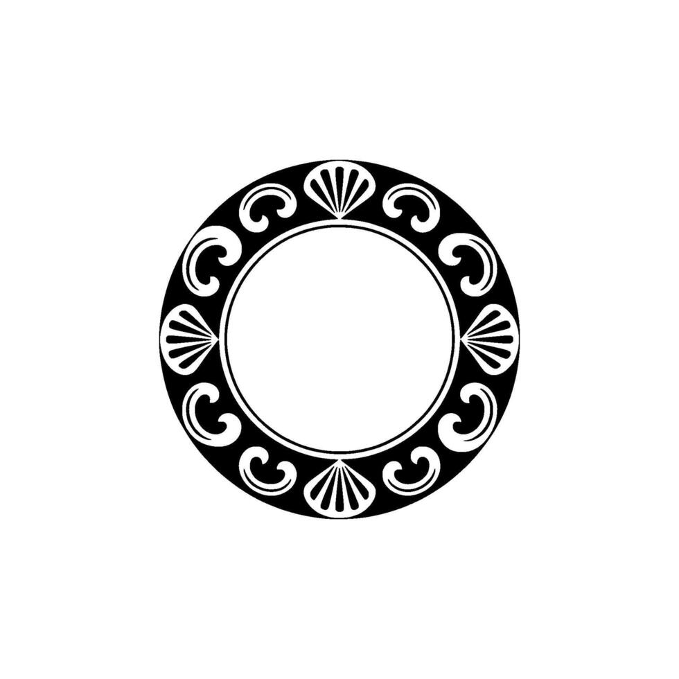 Elegant Circular Frame with Shell and Swirl on White vector