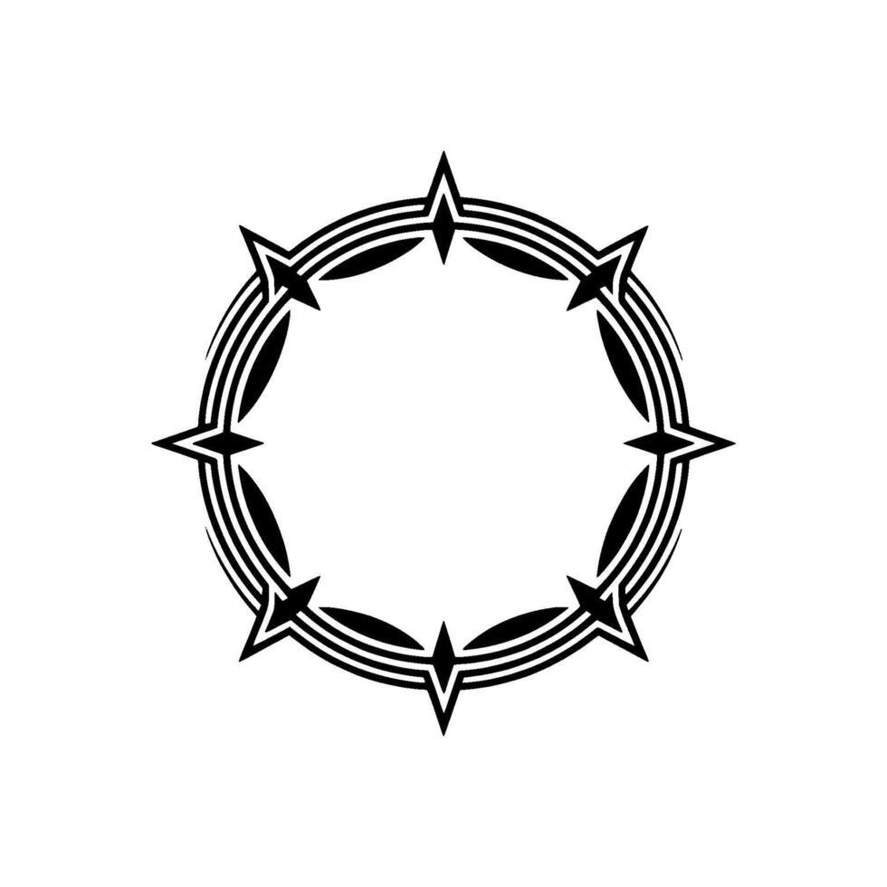 Geometric Black Circle Frame, Minimalist on White vector
