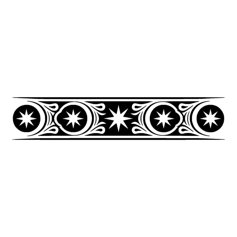 Ornate Black White Decorative Border with Star Motifs vector