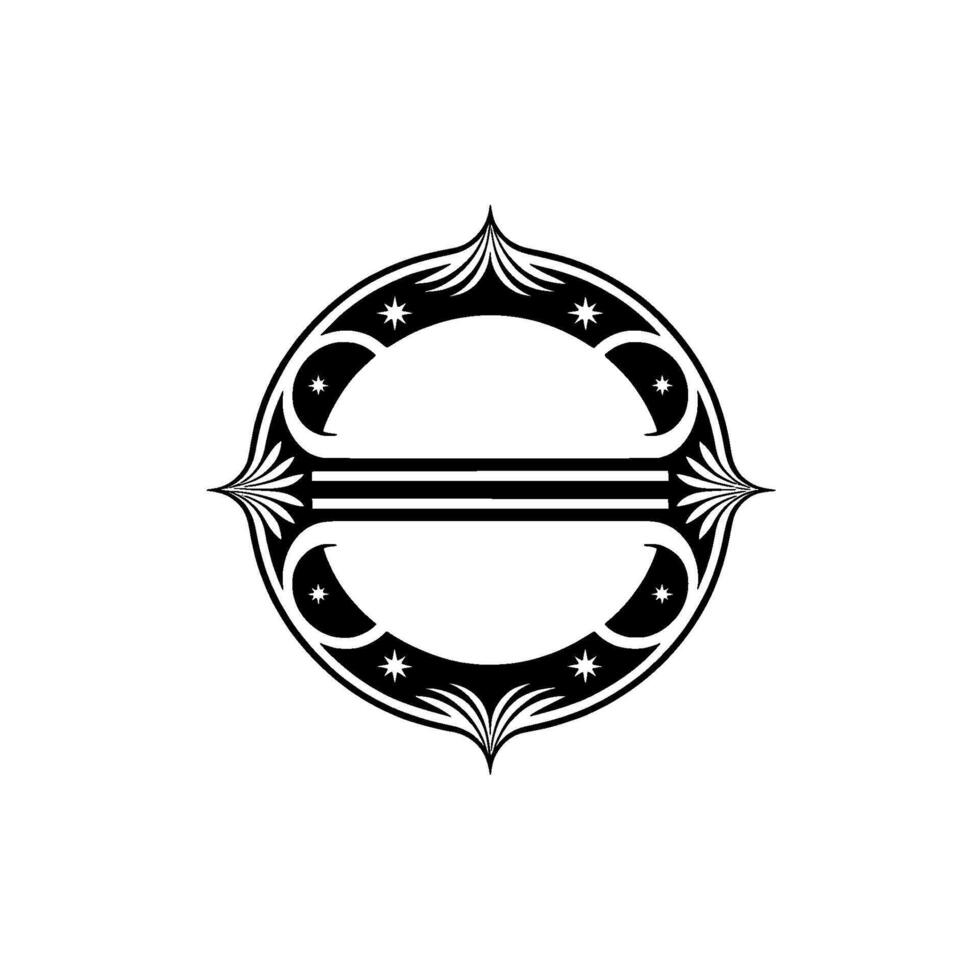 Ornamental Circle Monogram Elegant Black White vector