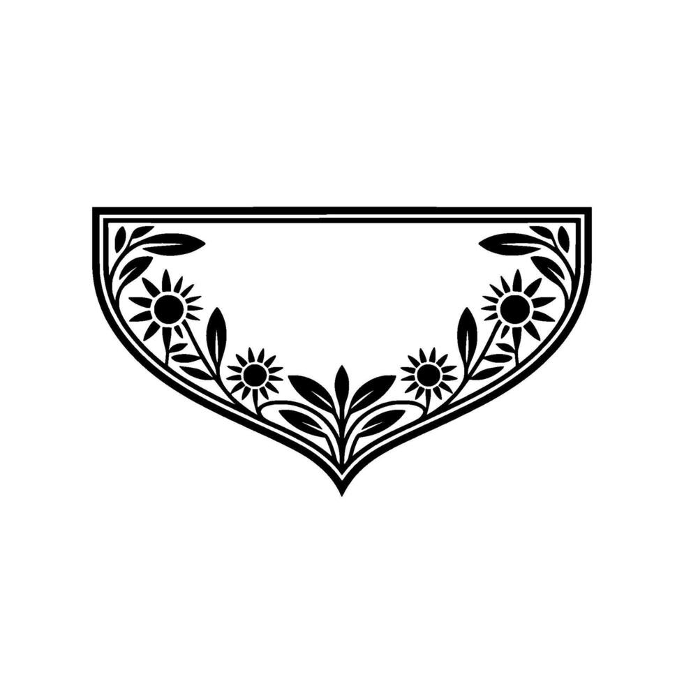 Elegant Floral Frame Silhouette in Black and White vector