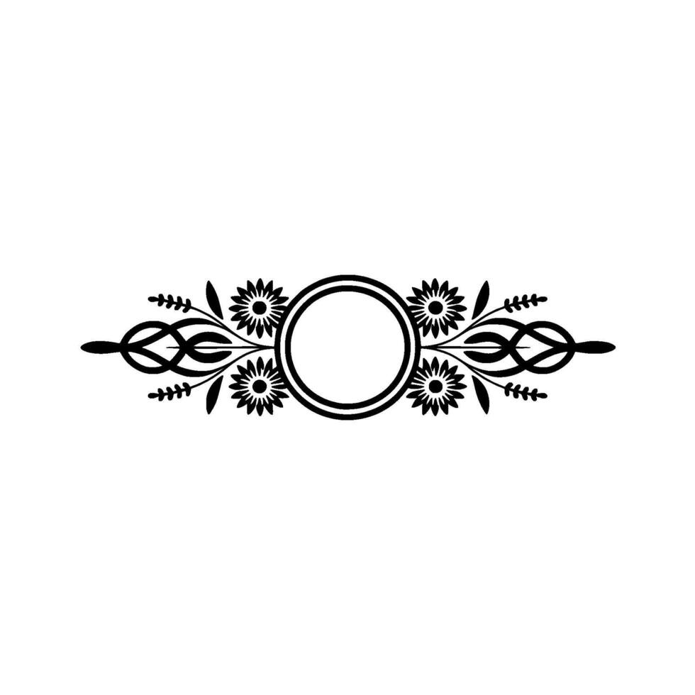 Elegant Floral Frame Black White Botanical vector
