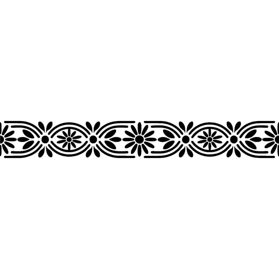 Floral Ornament Border - Decorative Black White Element vector