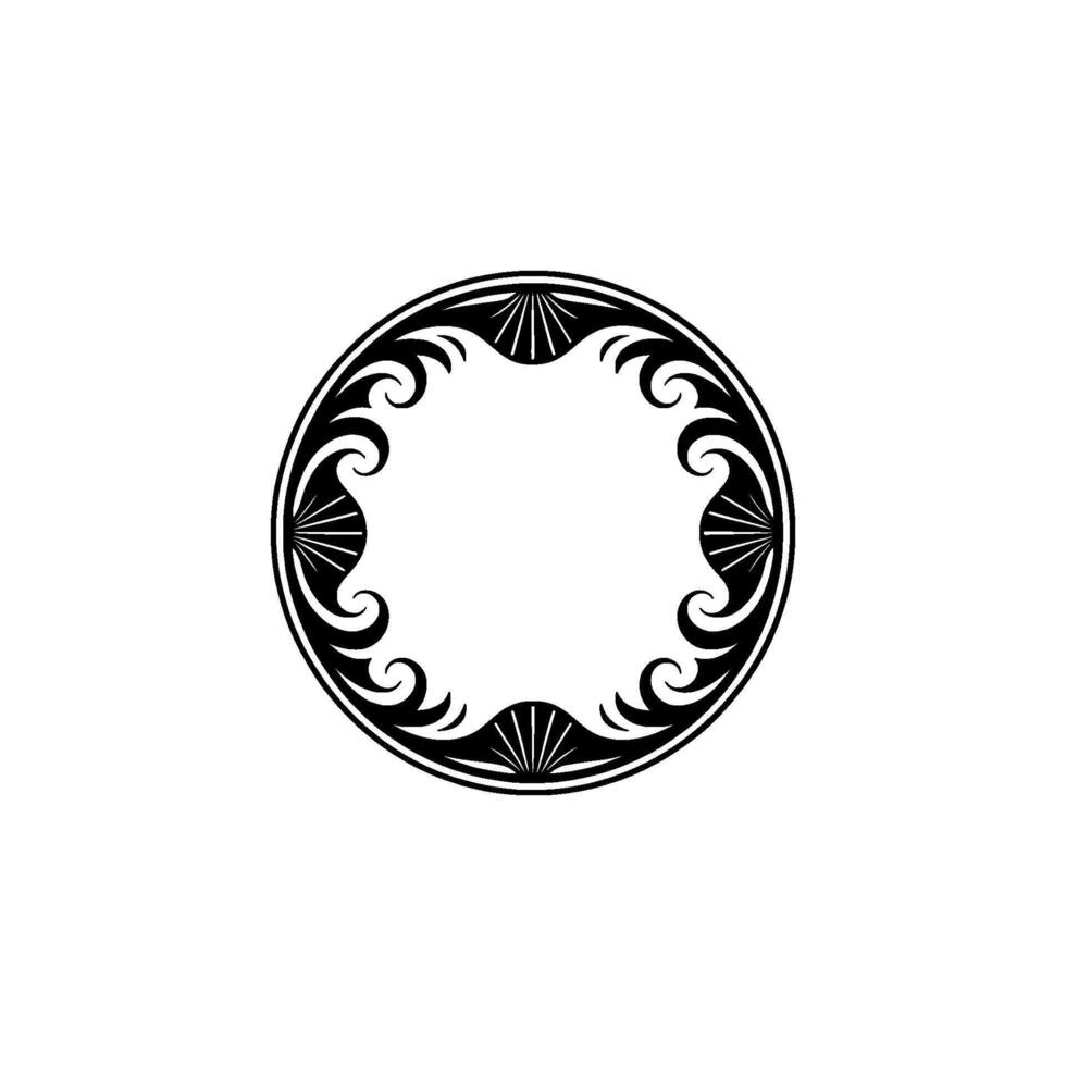 Ornate Black Circular Frame on White, Decorative Element vector