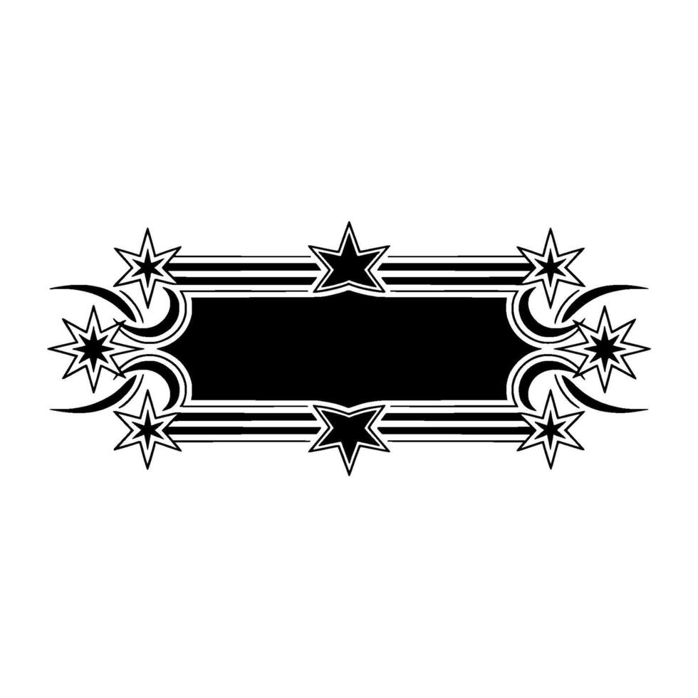 Black White Retro Banner with Stars and Decorative Elements vector