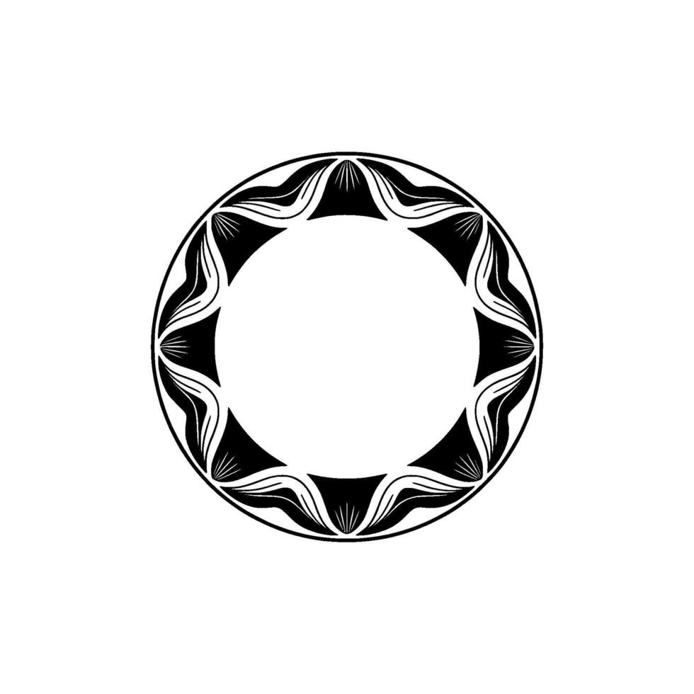 Elegant Black White Circular Ornamental Frame, Border, Concept vector