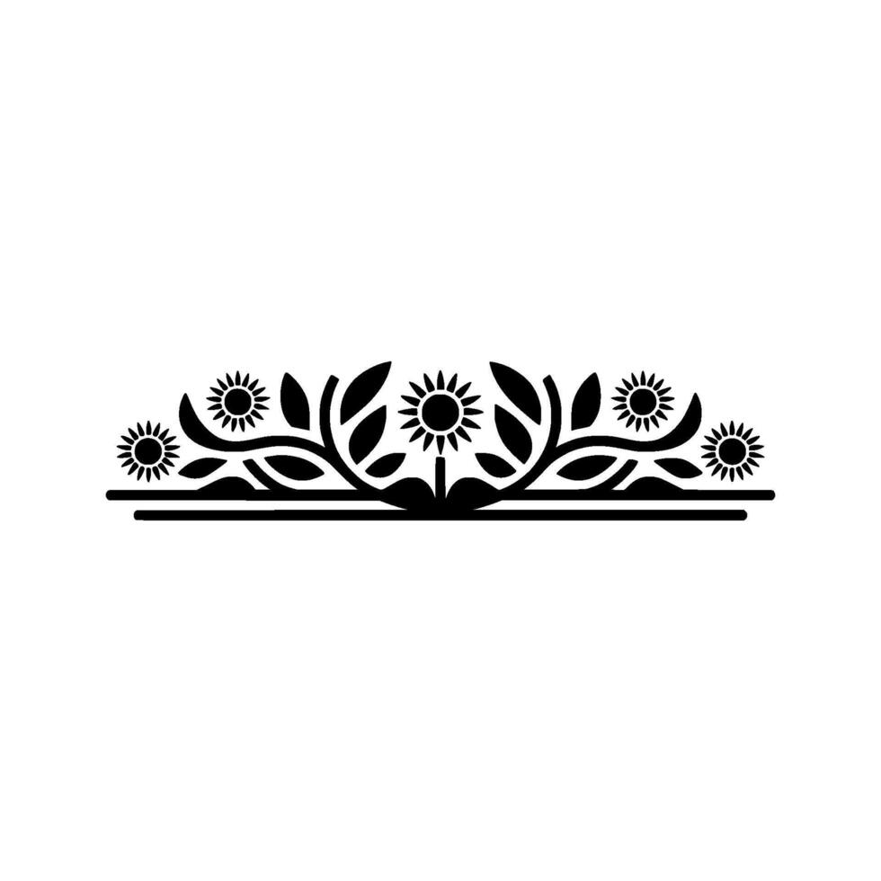 Elegant Black Floral Ornament on, White, Background vector