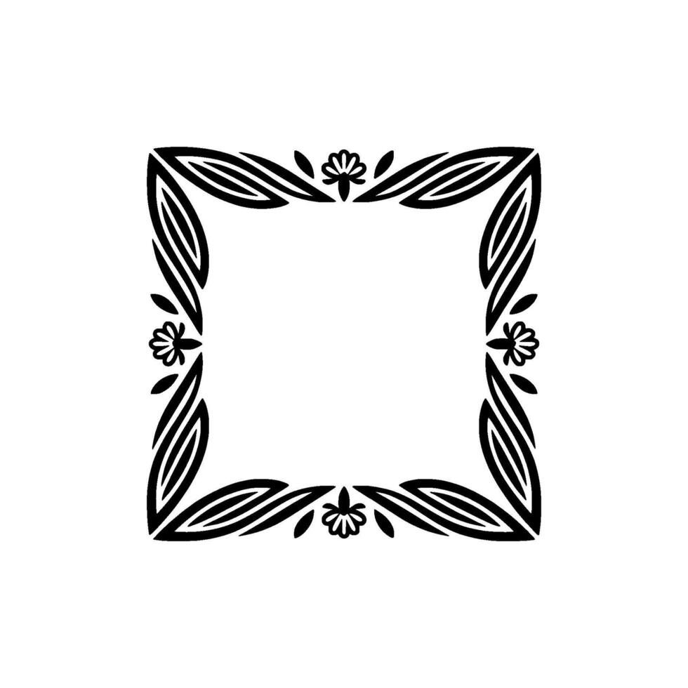 Elegant Floral Frame , Black and White , Square, Invitation vector