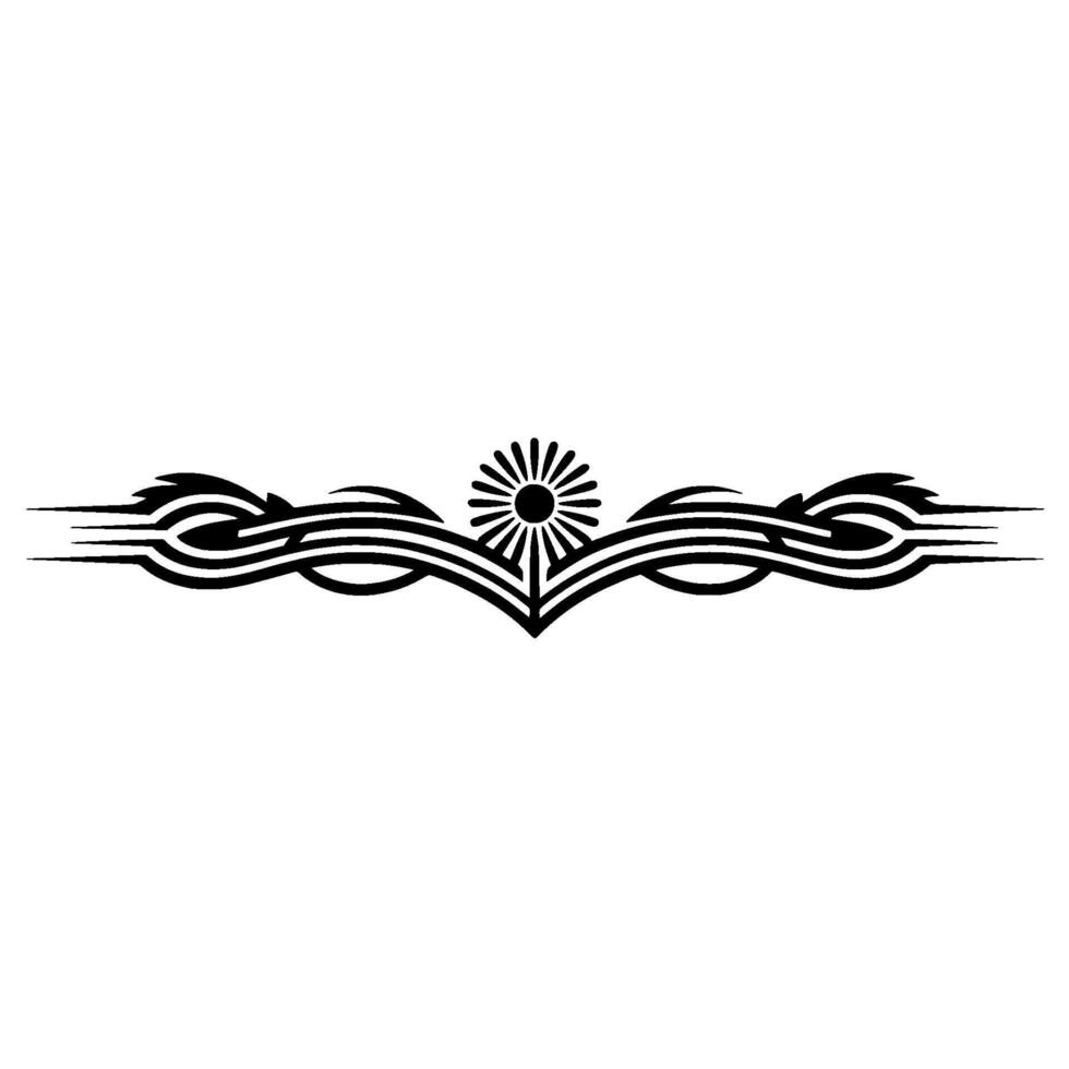 Elegant Ornamental Line Art Sun Swirls, Tattoo Elements vector