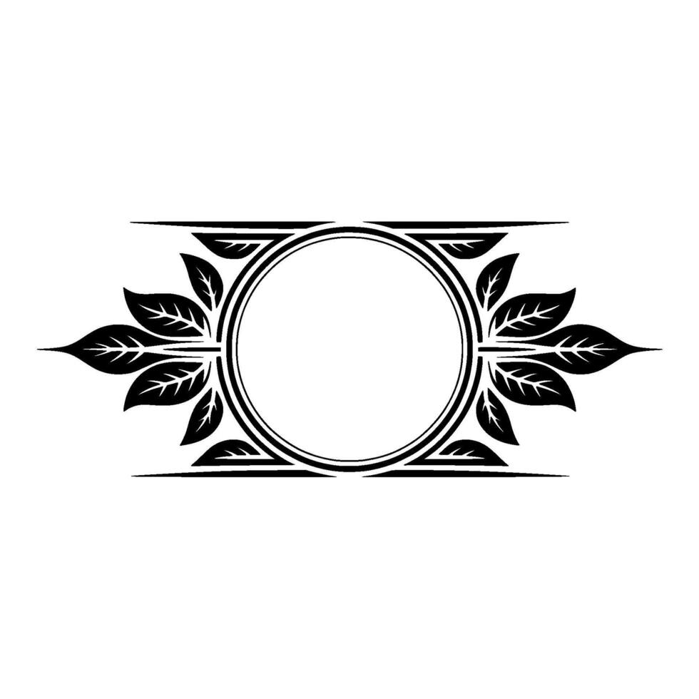 Elegant Floral Frame Black White Circular vector