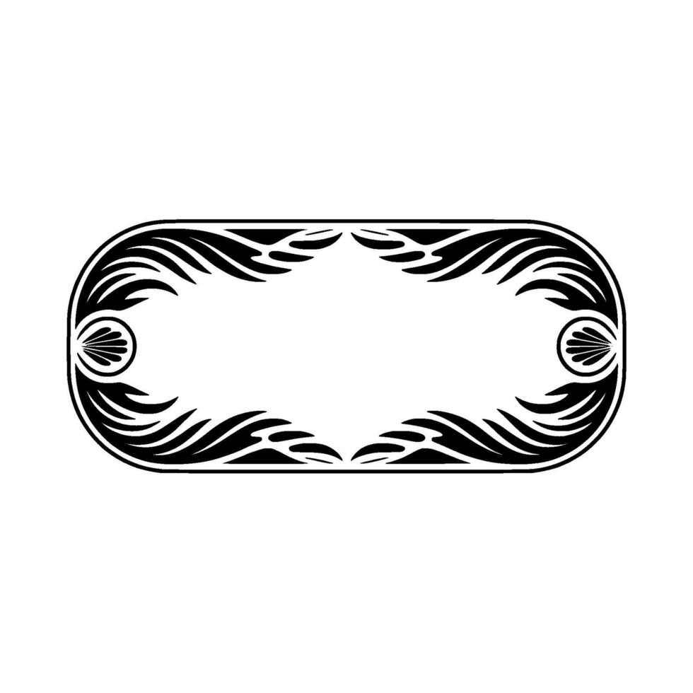 Elegant Art Nouveau Frame Black Floral Border on White vector