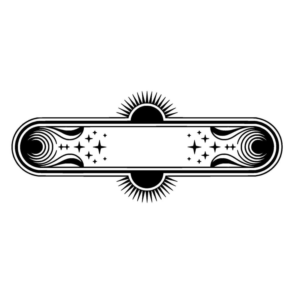 Art Deco Space Frame with Sun and Stars - Illustration vector