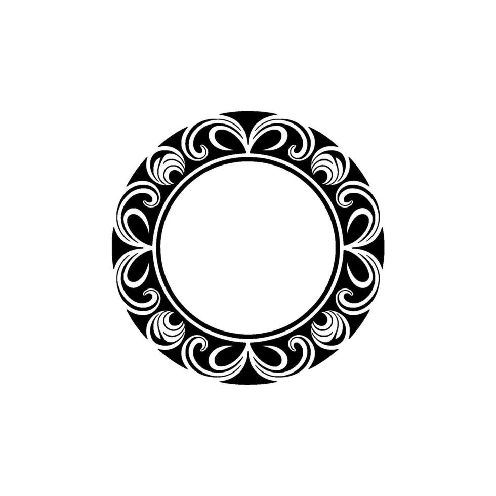 Elegant Black and White Circular Ornament , Decorative Frame, Minimalist Style vector