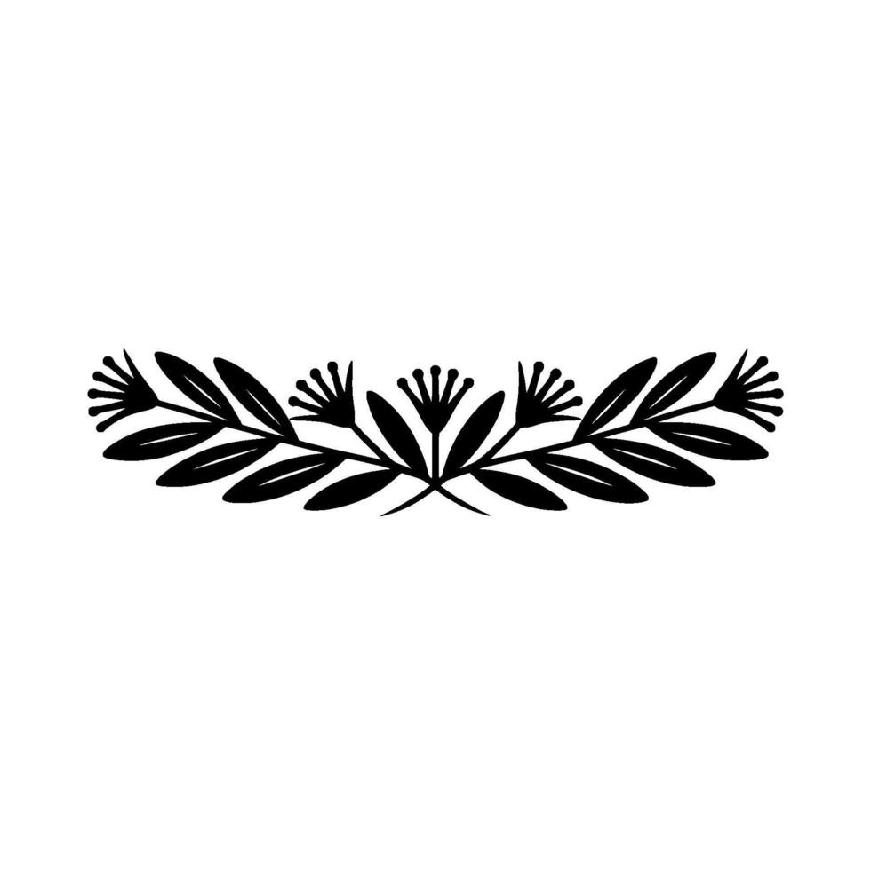 Minimalist Floral Element, Black on White, Modern Decor vector