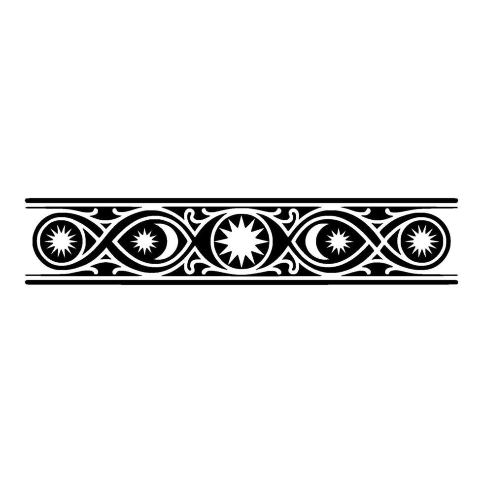 Celestial Border Black White Ornament vector